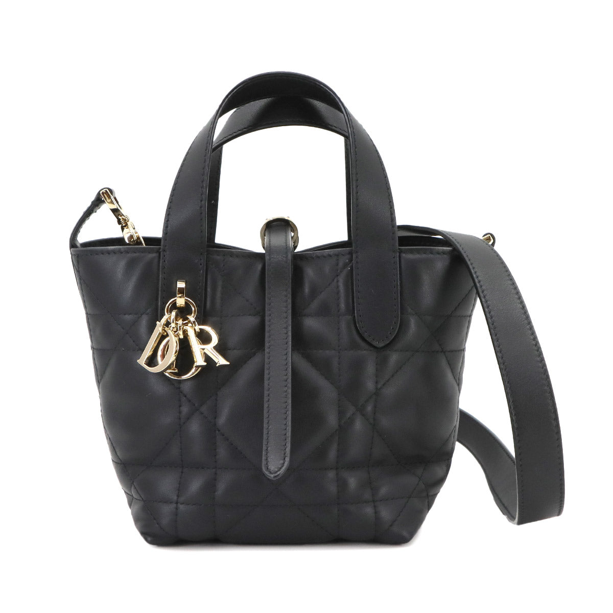 Toujours Vertical Nano Tote Shoulder Bag Leather Black