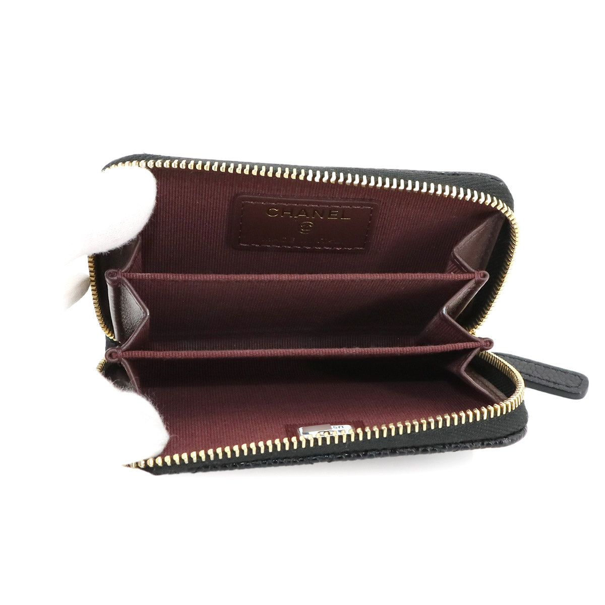Matelasse Coin Case Purse Leather Black AP0216