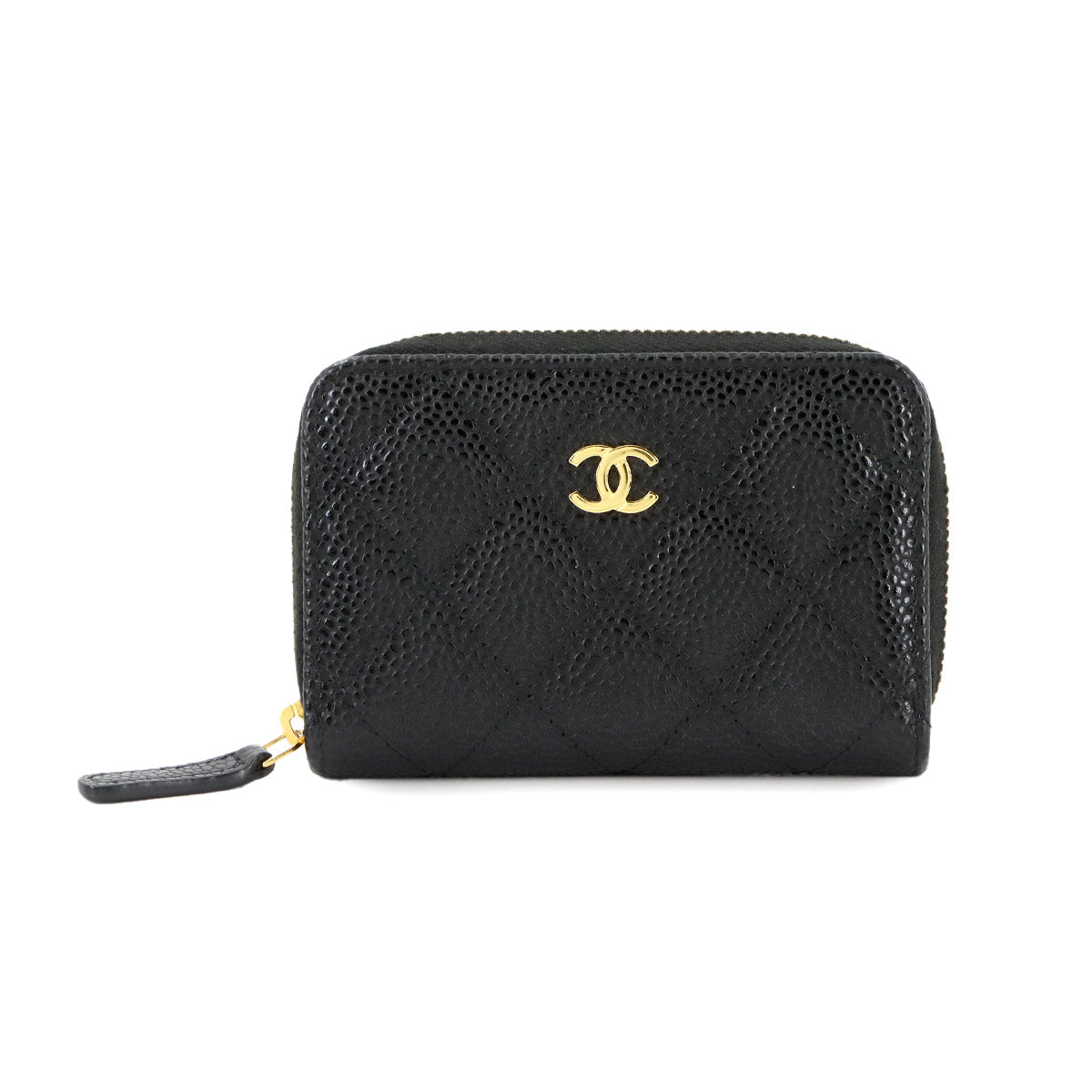 Matelasse Coin Case Purse Leather Black AP0216