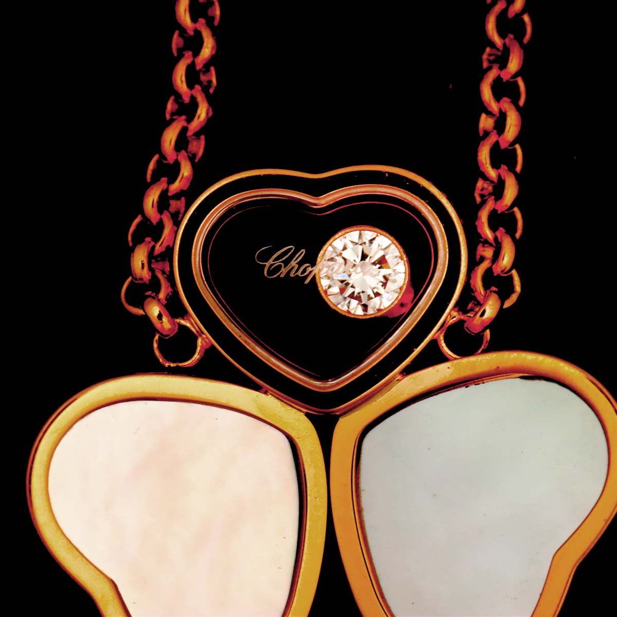 Happy Heart Diamond Mother of Pearl MOP Necklace 18K PG 750