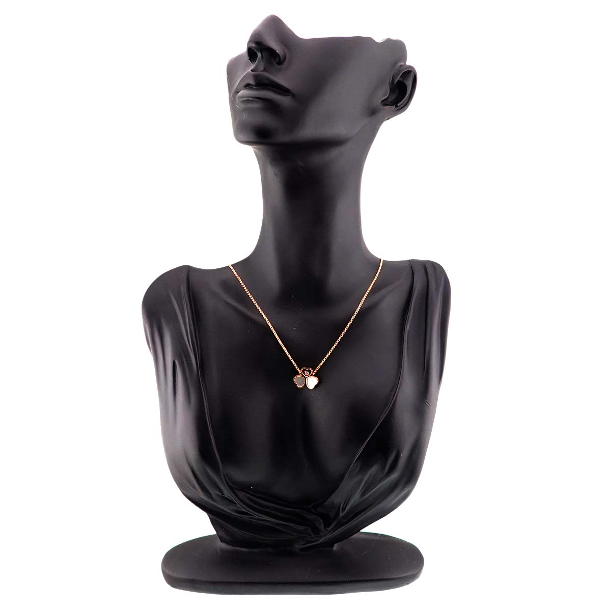 Happy Heart Diamond Mother of Pearl MOP Necklace 18K PG 750