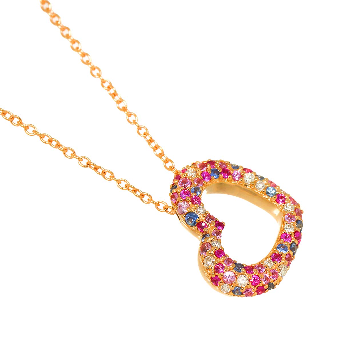 Sapphire 0.70ct Diamond 0.14ct Necklace 18K PG 750