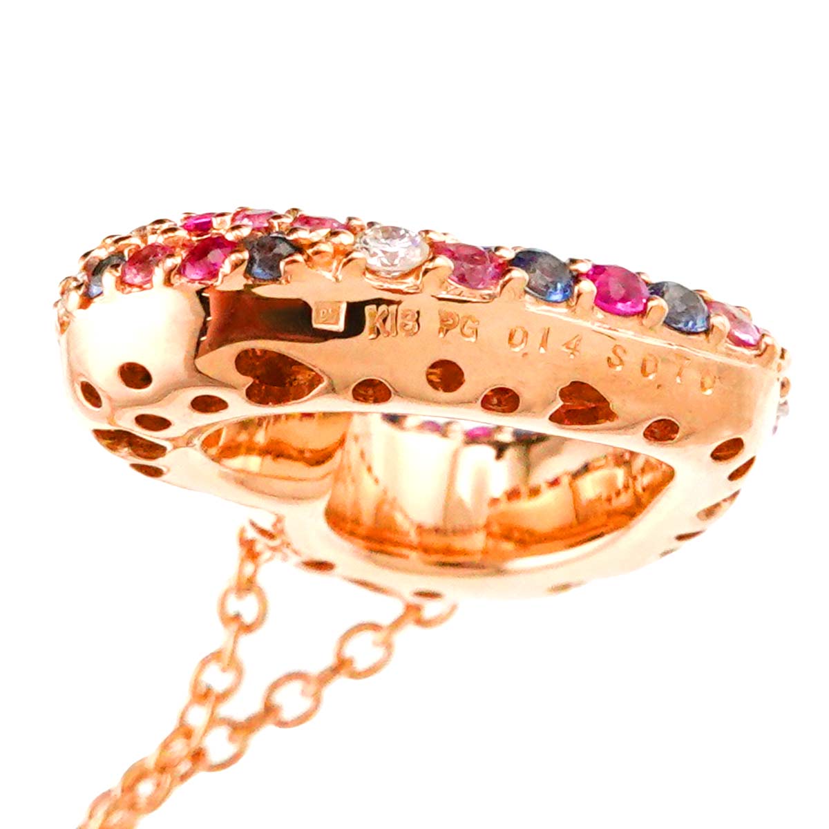 Sapphire 0.70ct Diamond 0.14ct Necklace 18K PG 750