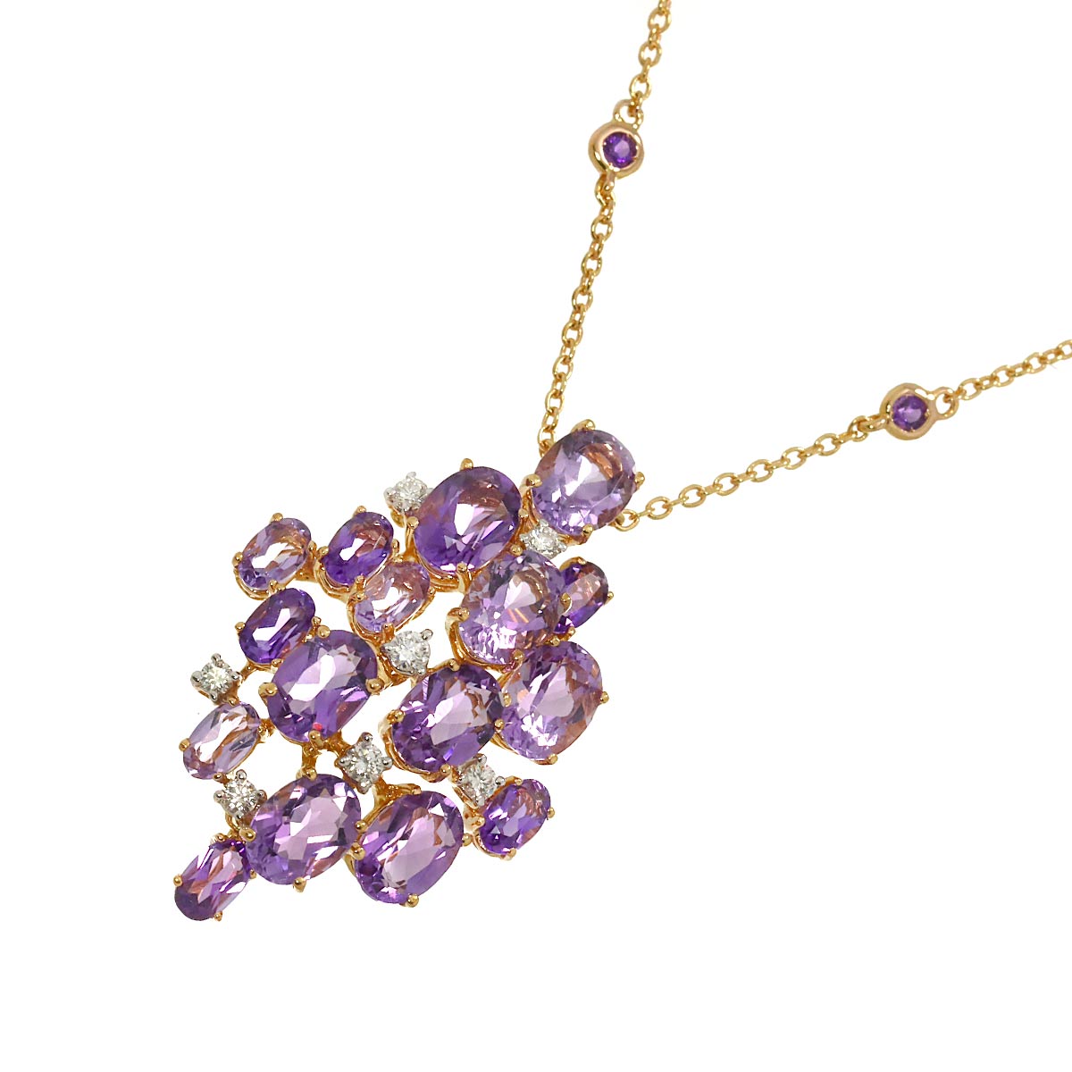 Amethyst Diamond Necklace 18K PG 750 90295156