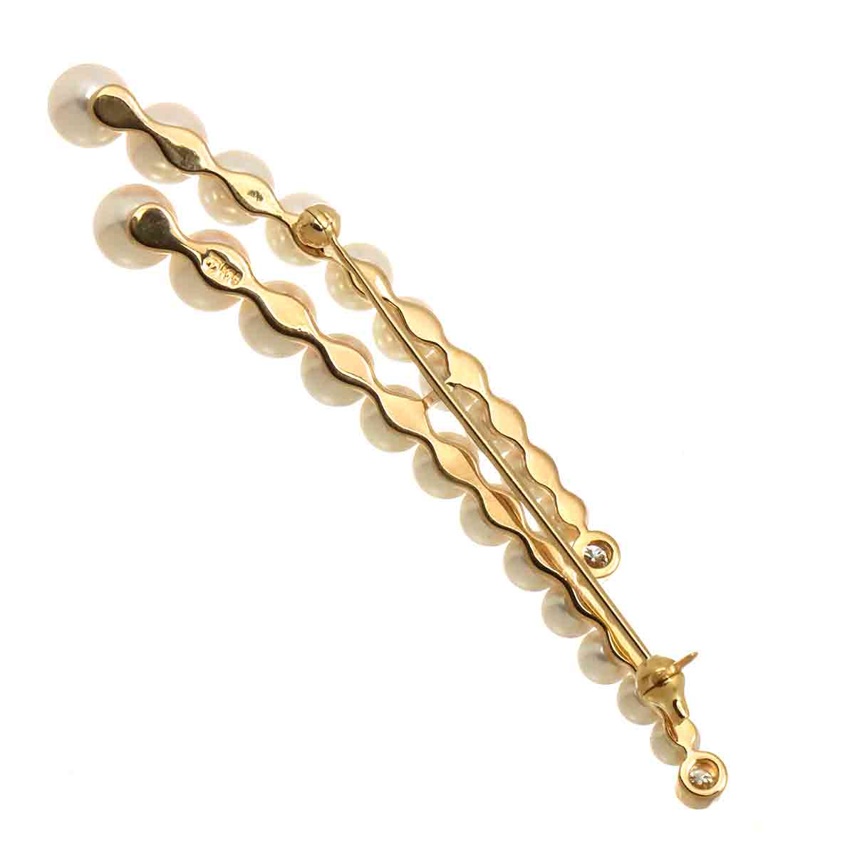 Akoya Pearl 5.8-3.4mm Diamond Brooch 18K PG 750