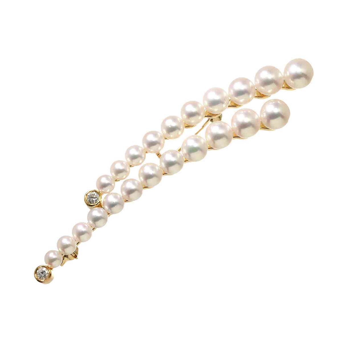 Akoya Pearl 5.8-3.4mm Diamond Brooch 18K PG 750