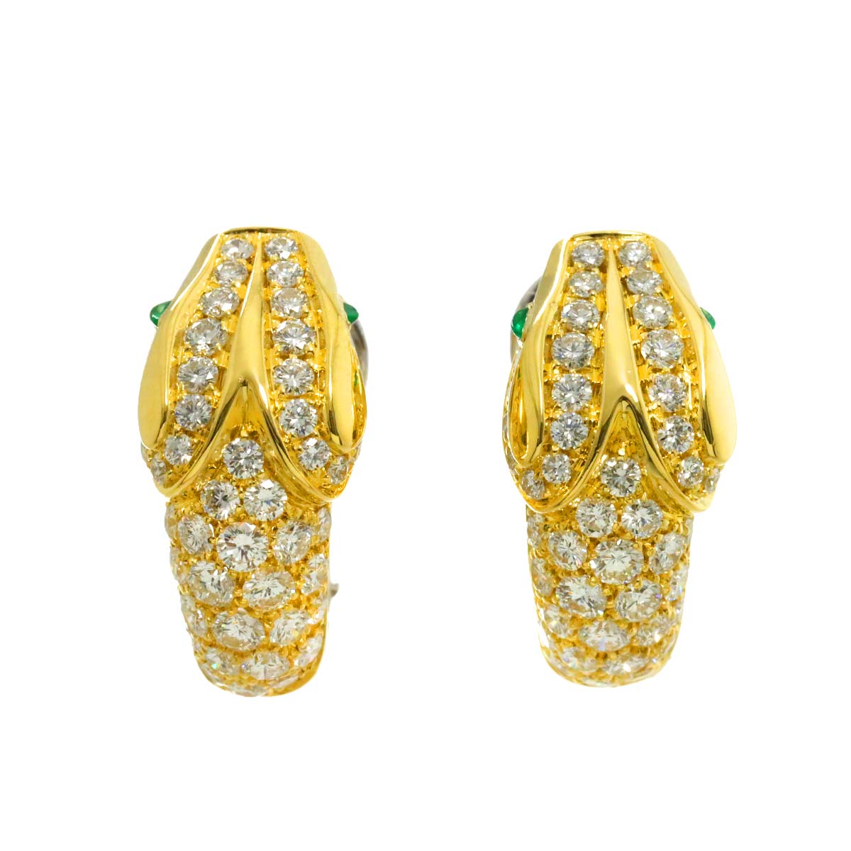 Diamond 2.43ct Emerald 0.08ct Earrings Pierced 18K YG 750