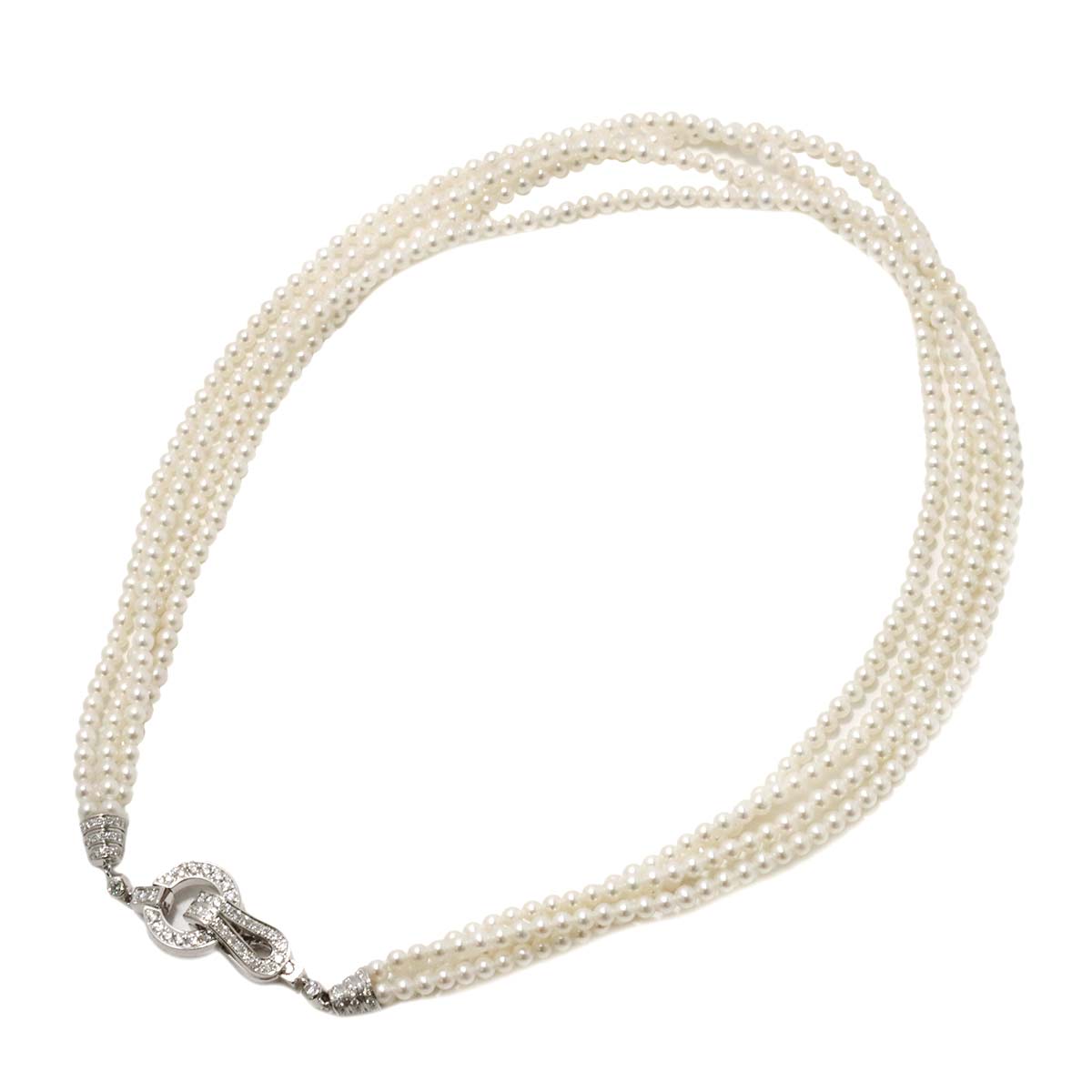 AGRAFE Freshwater cultured pearl Diamond Necklace 18K WG 750
