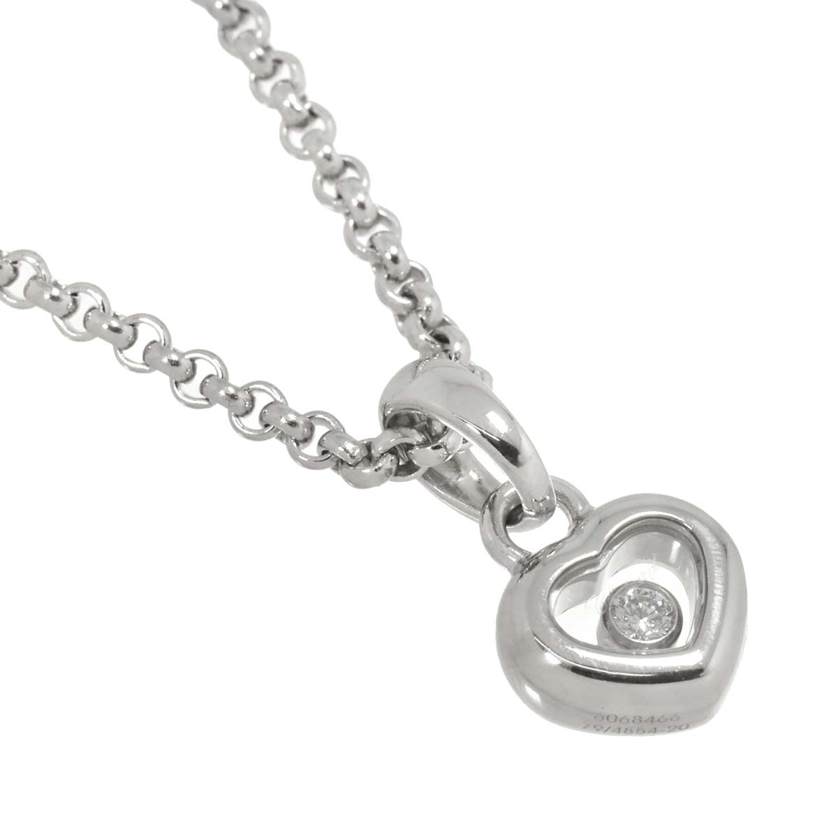 Happy Diamond Heart Necklace 18K White Gold 750