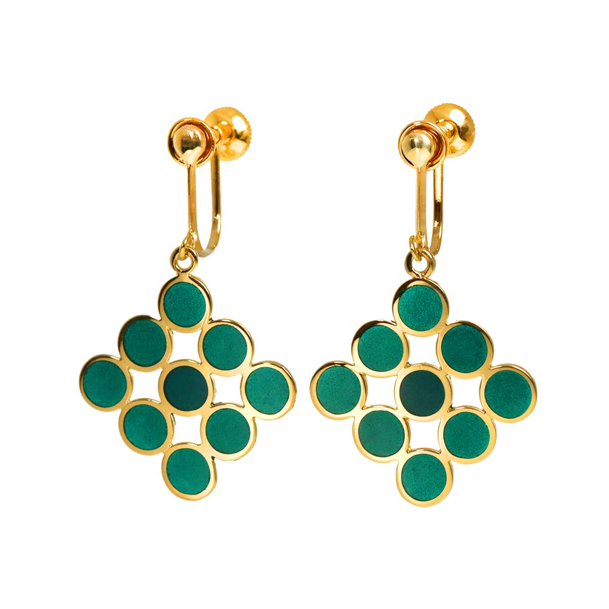 Enamel Earrings 18K Yellow Gold 750