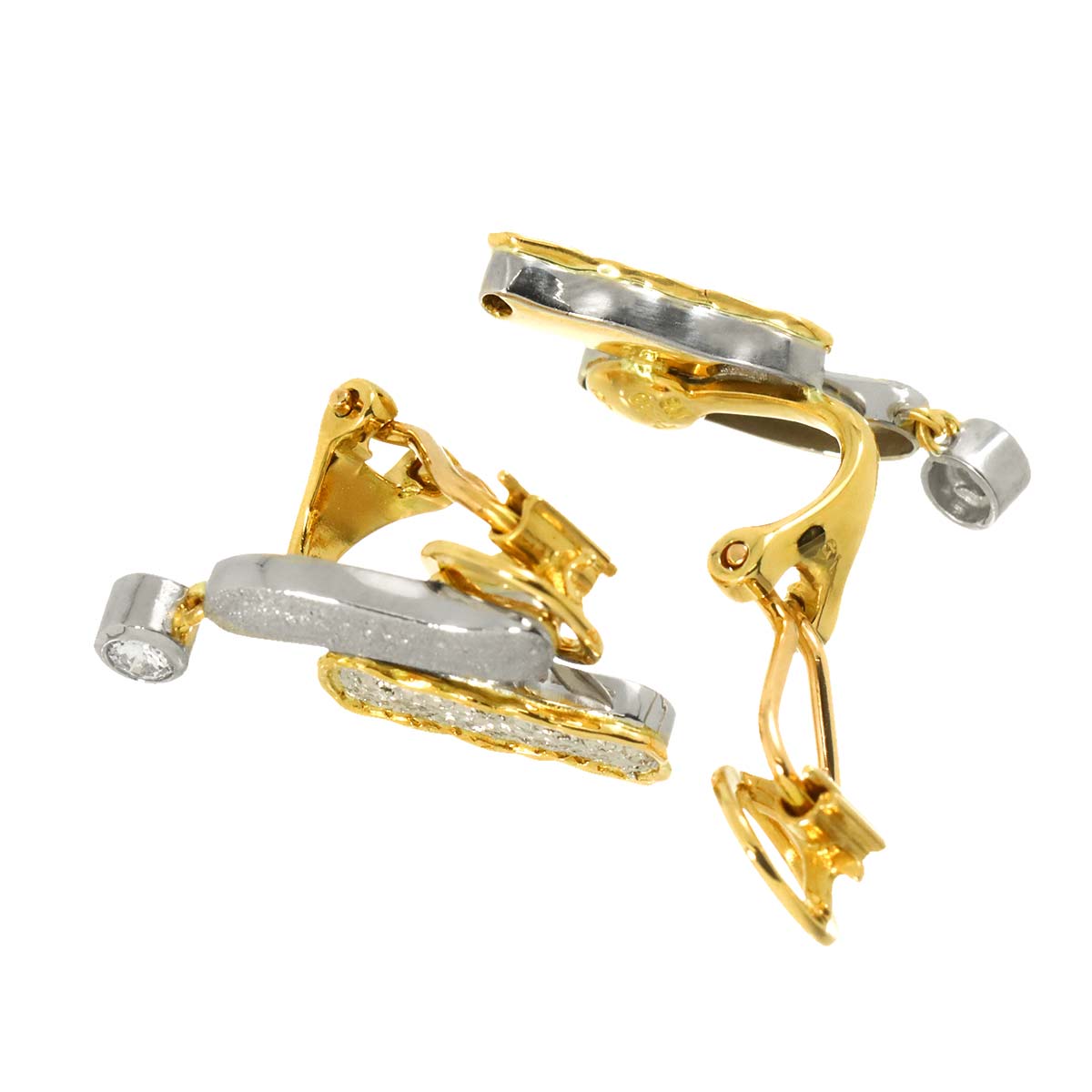 Diamond 0.17ct Earrings Clip on 18K YG Pt