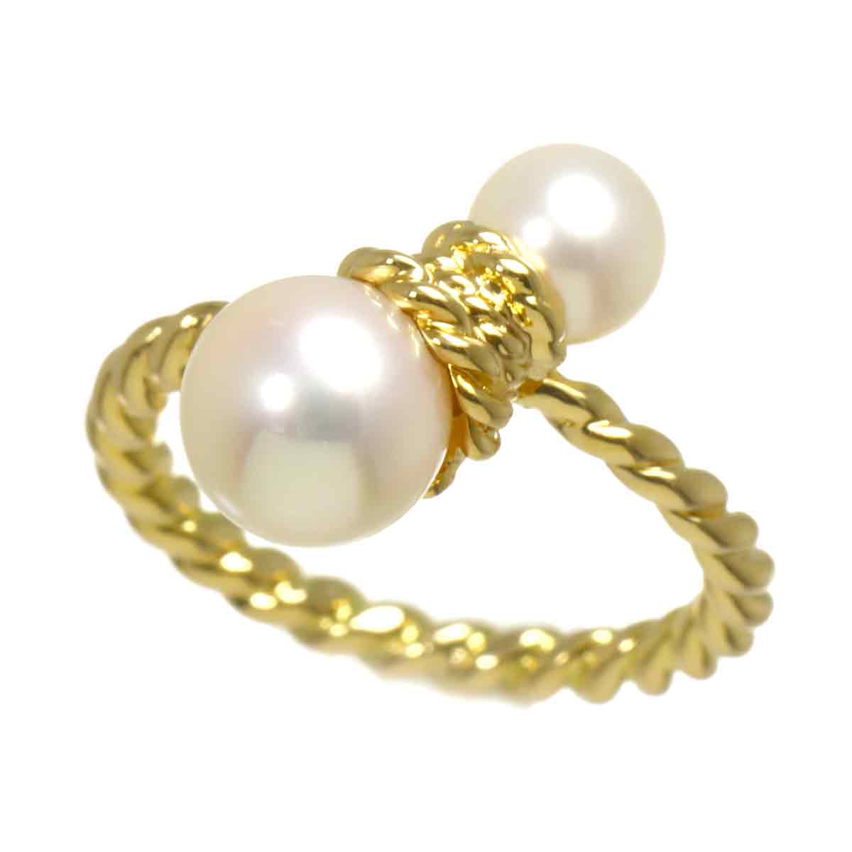 Akoya Pearl 7.5-5.6mm Ring 18K Yellow Gold 750 Size5.5-5.75(US)