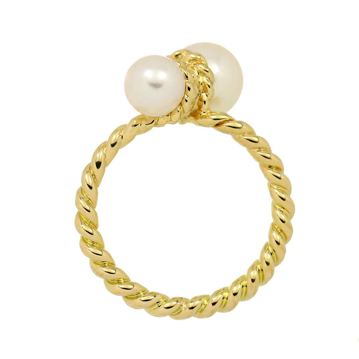 Akoya Pearl 7.5-5.6mm Ring 18K Yellow Gold 750 Size5.5-5.75(US)