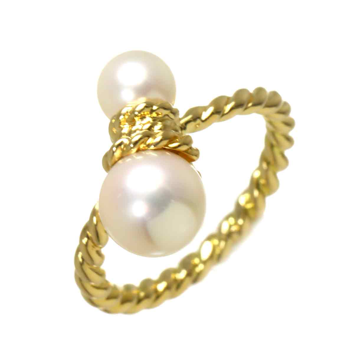 Akoya Pearl 7.5-5.6mm Ring 18K Yellow Gold 750 Size5.5-5.75(US)
