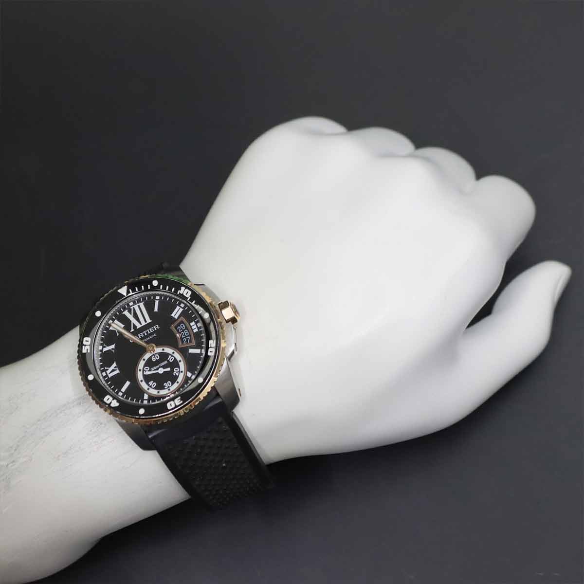 Caliber de cartier diver W7100055 Black Dial 750 PG Mens