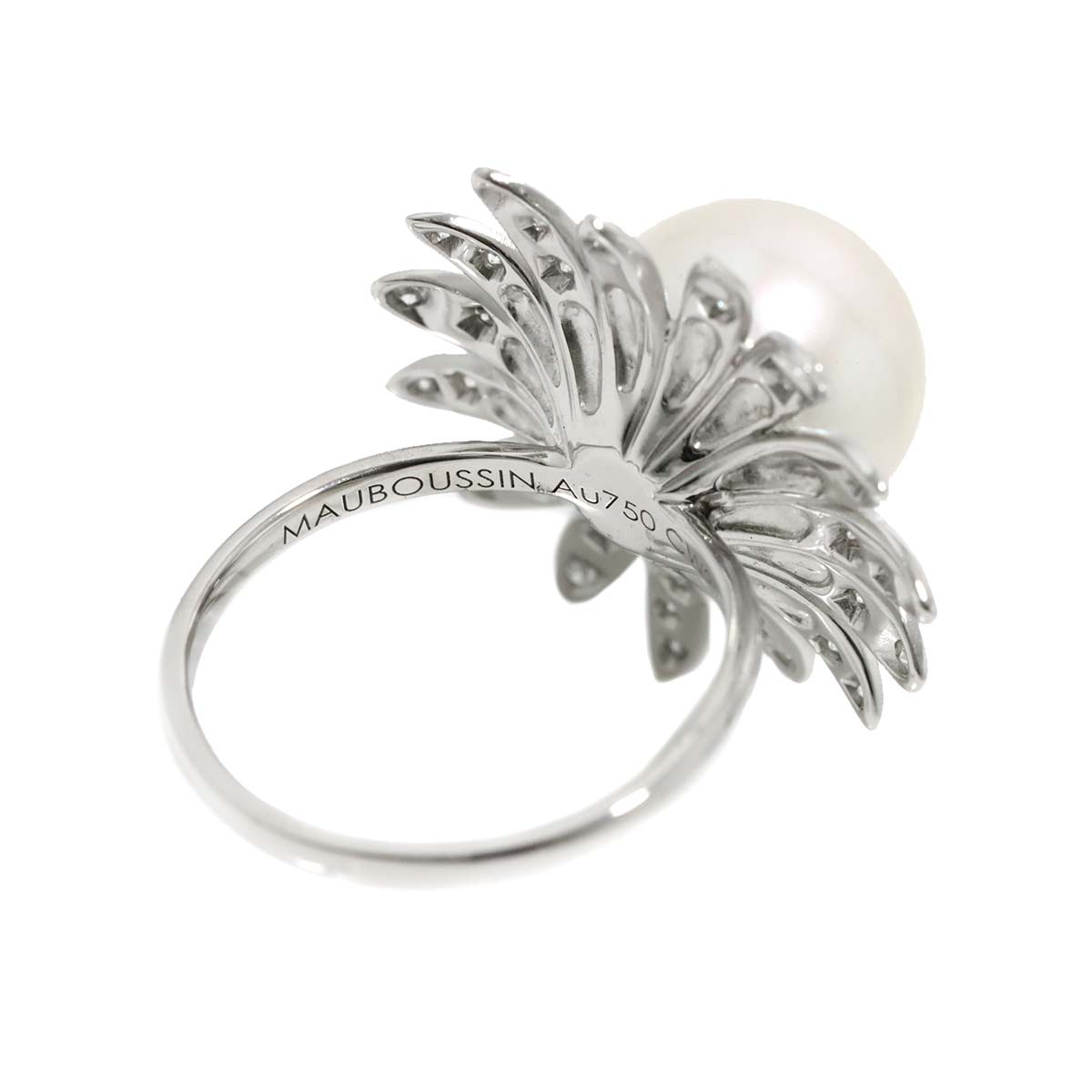 South Sea pearl11.9mm Diamond Ring 18K WG 750 6.75-7.25(US)