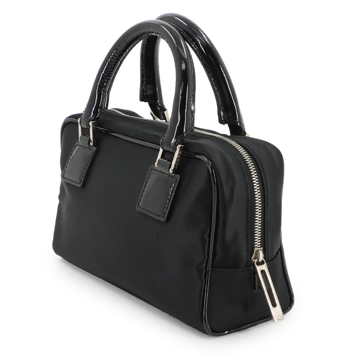 Amazona 19 Mini Hand Bag Satin Patent leather Black Beads