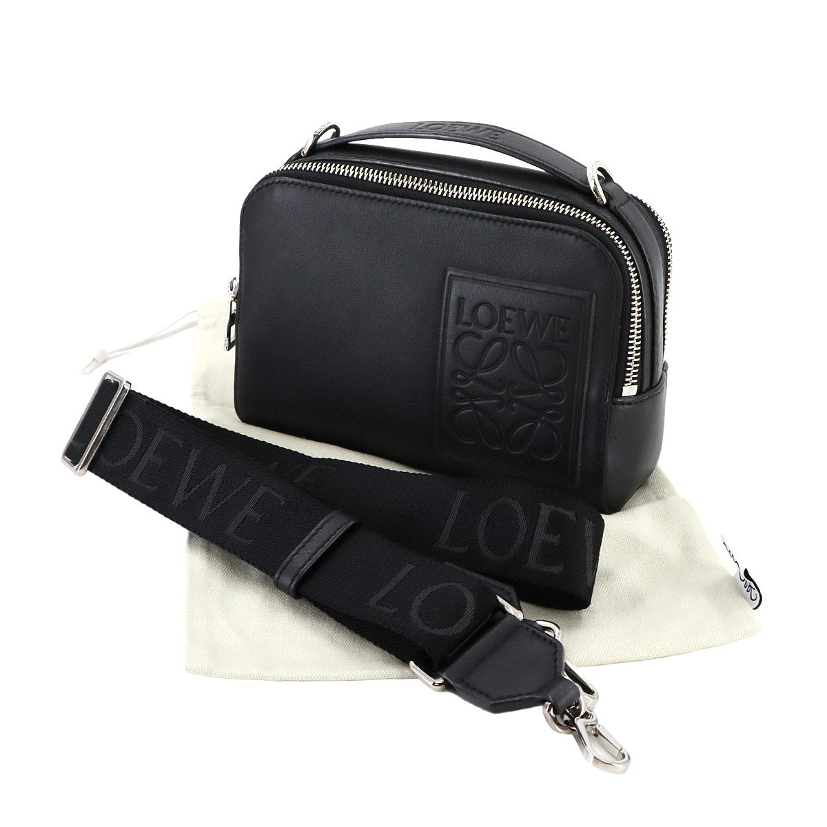 Mini crossbody camera Bag Hand Shoulder Bag Leather Black Anagram