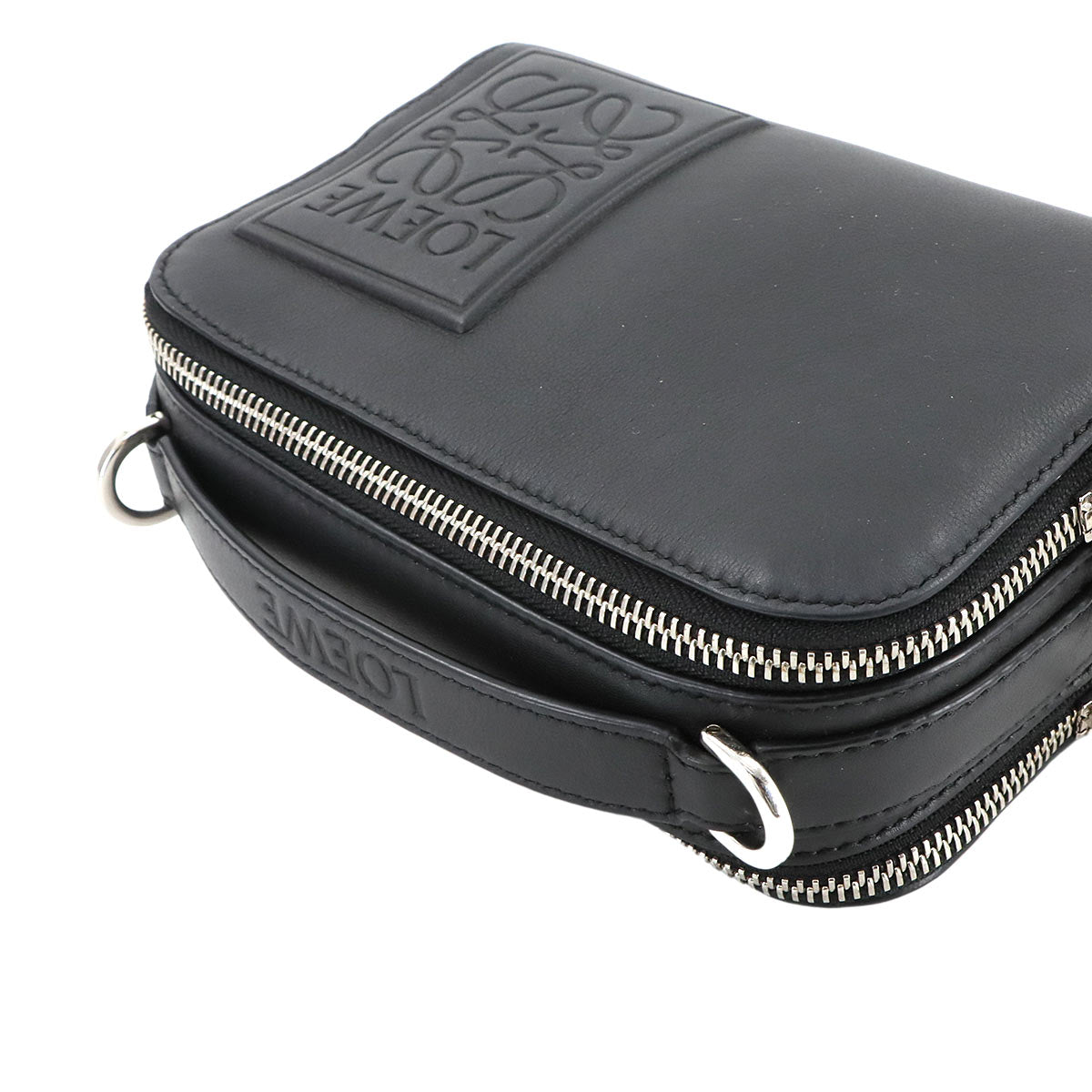 Mini crossbody camera Bag Hand Shoulder Bag Leather Black Anagram