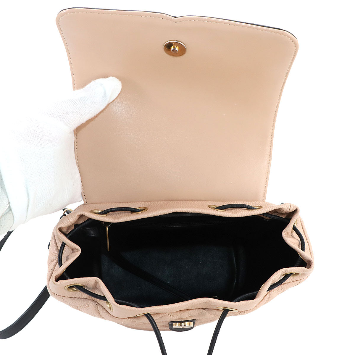 CC Filigree Backpack Leather Beige Black A57090 Purse