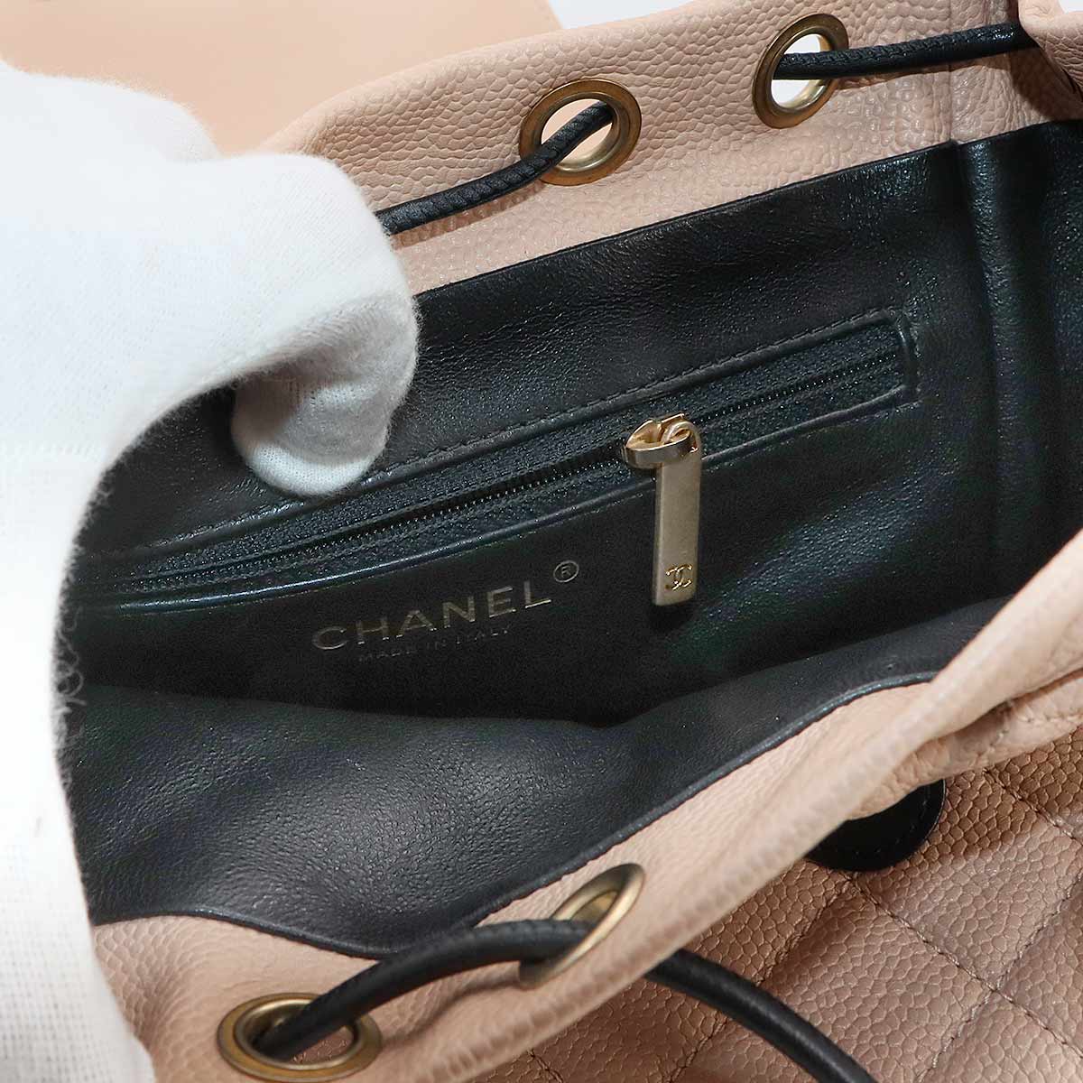 CC Filigree Backpack Leather Beige Black A57090 Purse