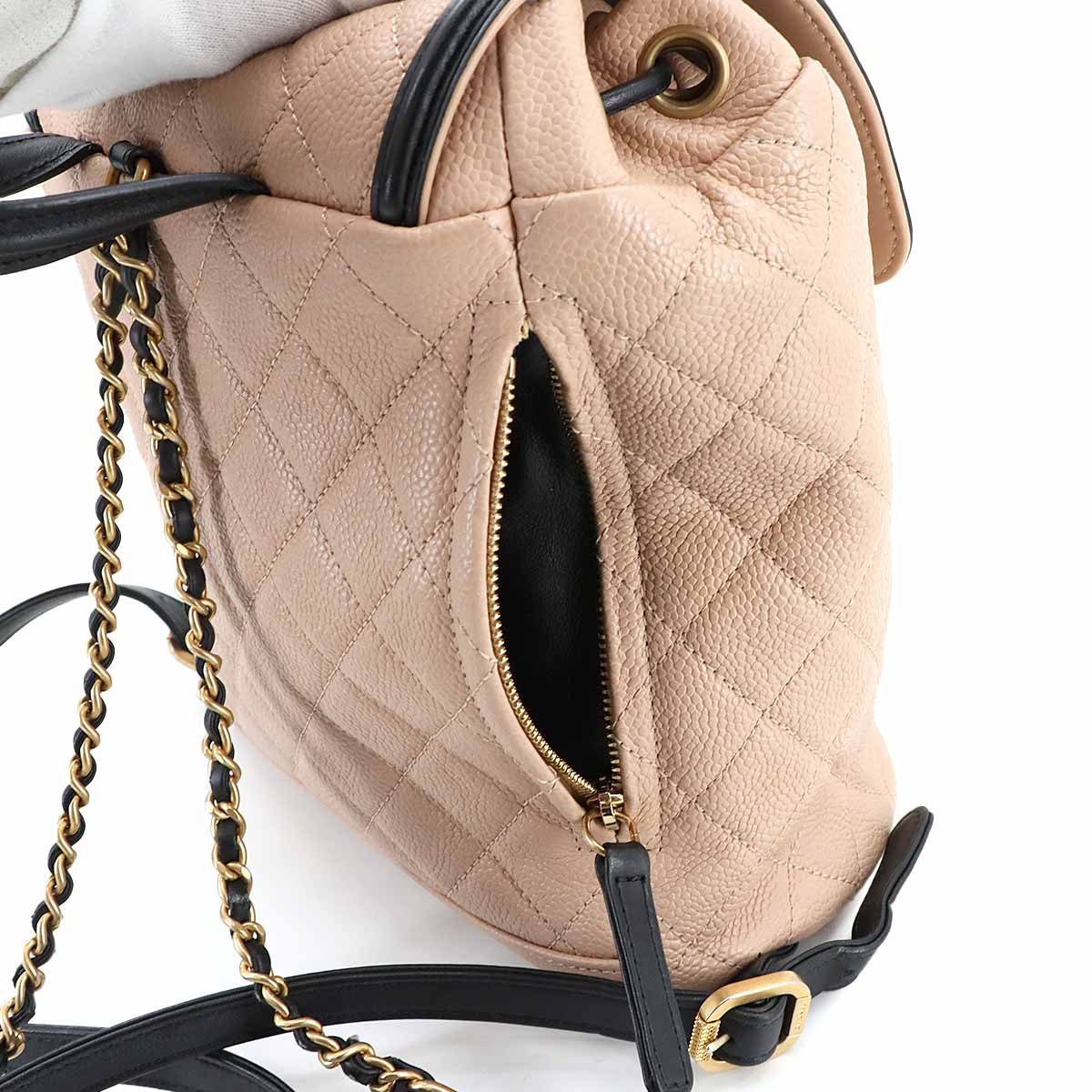 CC Filigree Backpack Leather Beige Black A57090 Purse