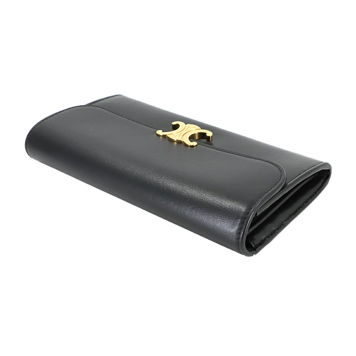 Triomphe Long Wallet Leather Black 10E313DPV