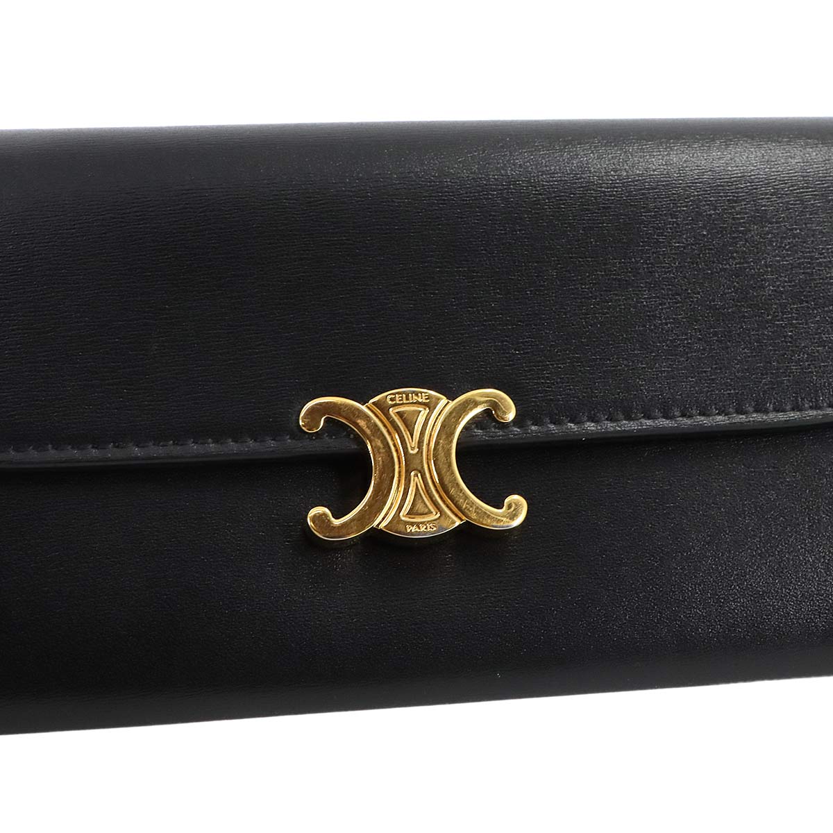 Triomphe Long Wallet Leather Black 10E313DPV