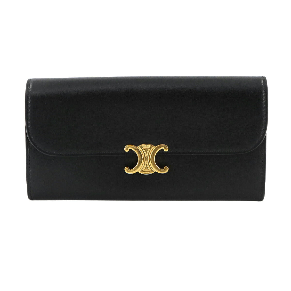 Triomphe Long Wallet Leather Black 10E313DPV