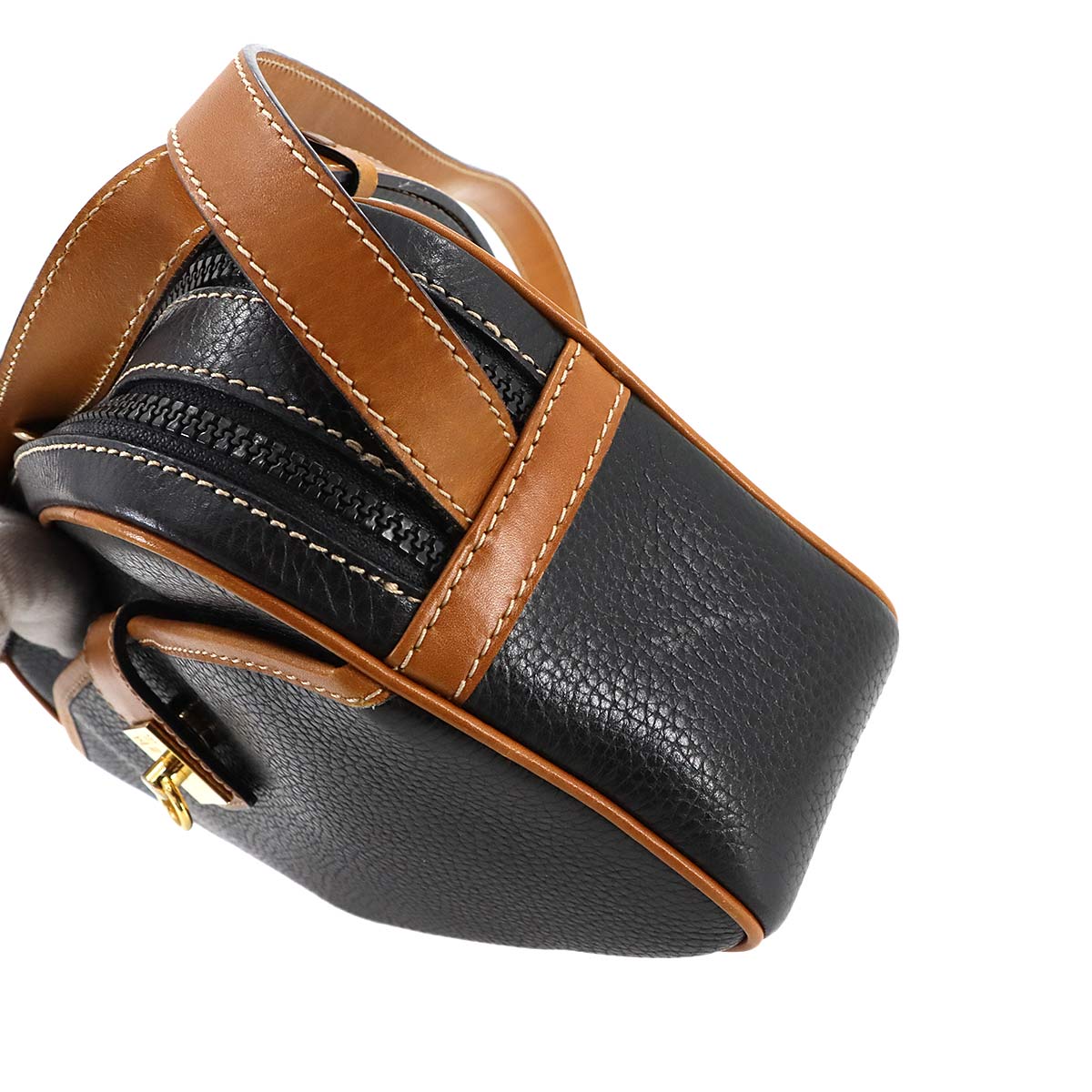 Gancini Shoulder Bag Leather Black Brown Vintage Purse