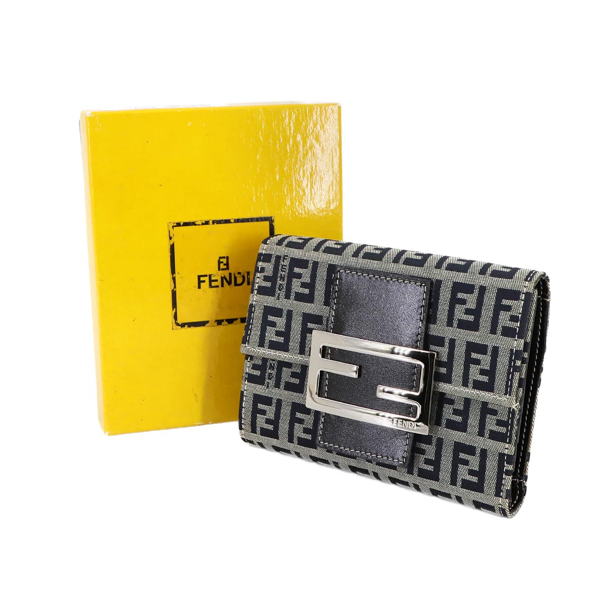 Zucchino Tri fold Wallet Canvas Leather Gray Black 31089