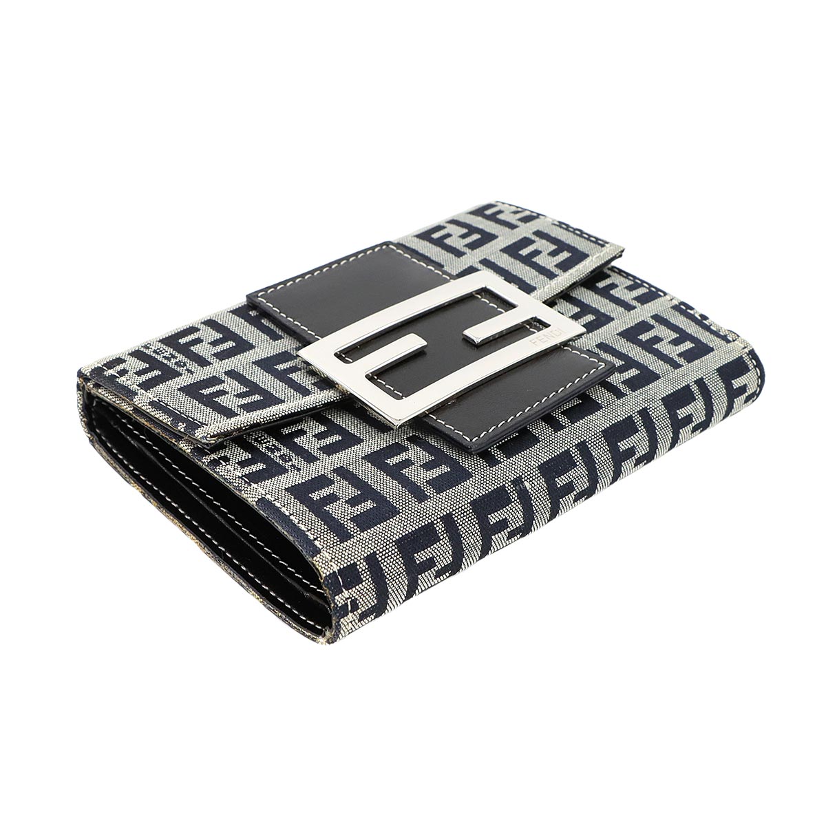 Zucchino Tri fold Wallet Canvas Leather Gray Black 31089