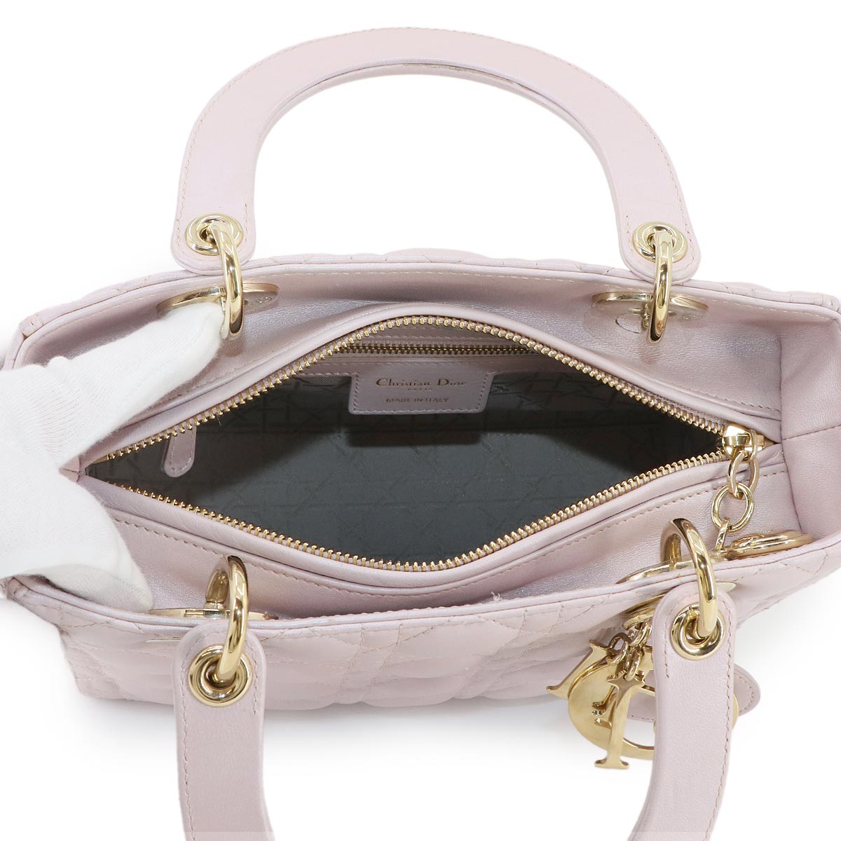 Lady Dior Medium Hand Shoulder Bag Leather Pink