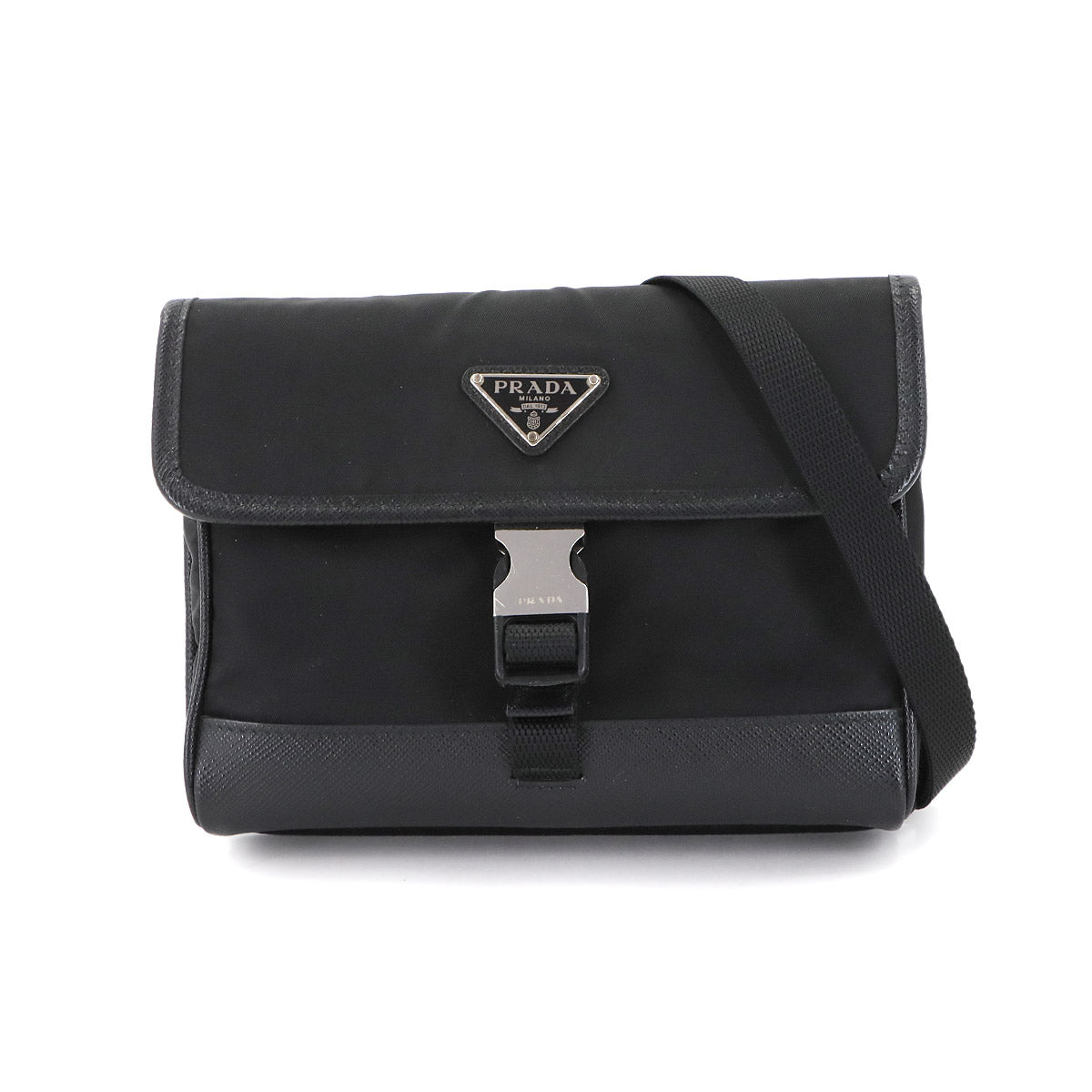 Smartphone case Shoulder Bag Nylon Saffiano Leather Nero 2ZH108