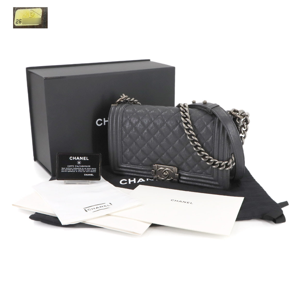 BOY CHANEL Chain Shoulder Bag Leather Black A67086