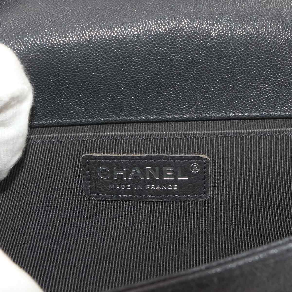 BOY CHANEL Chain Shoulder Bag Leather Black A67086