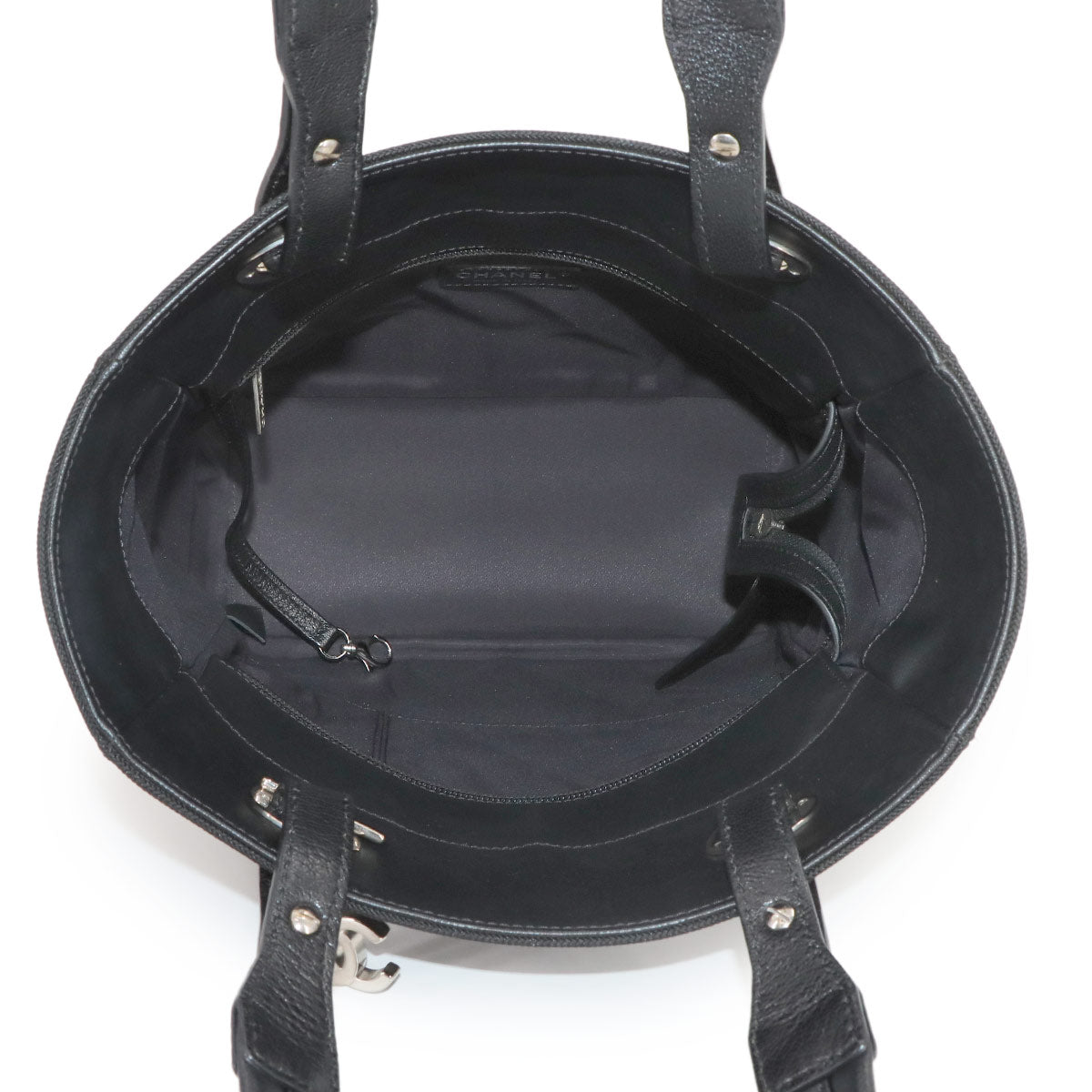 Paris Biarritz PM Tote Bag PVC Nylon Leather Black A34208 Purse