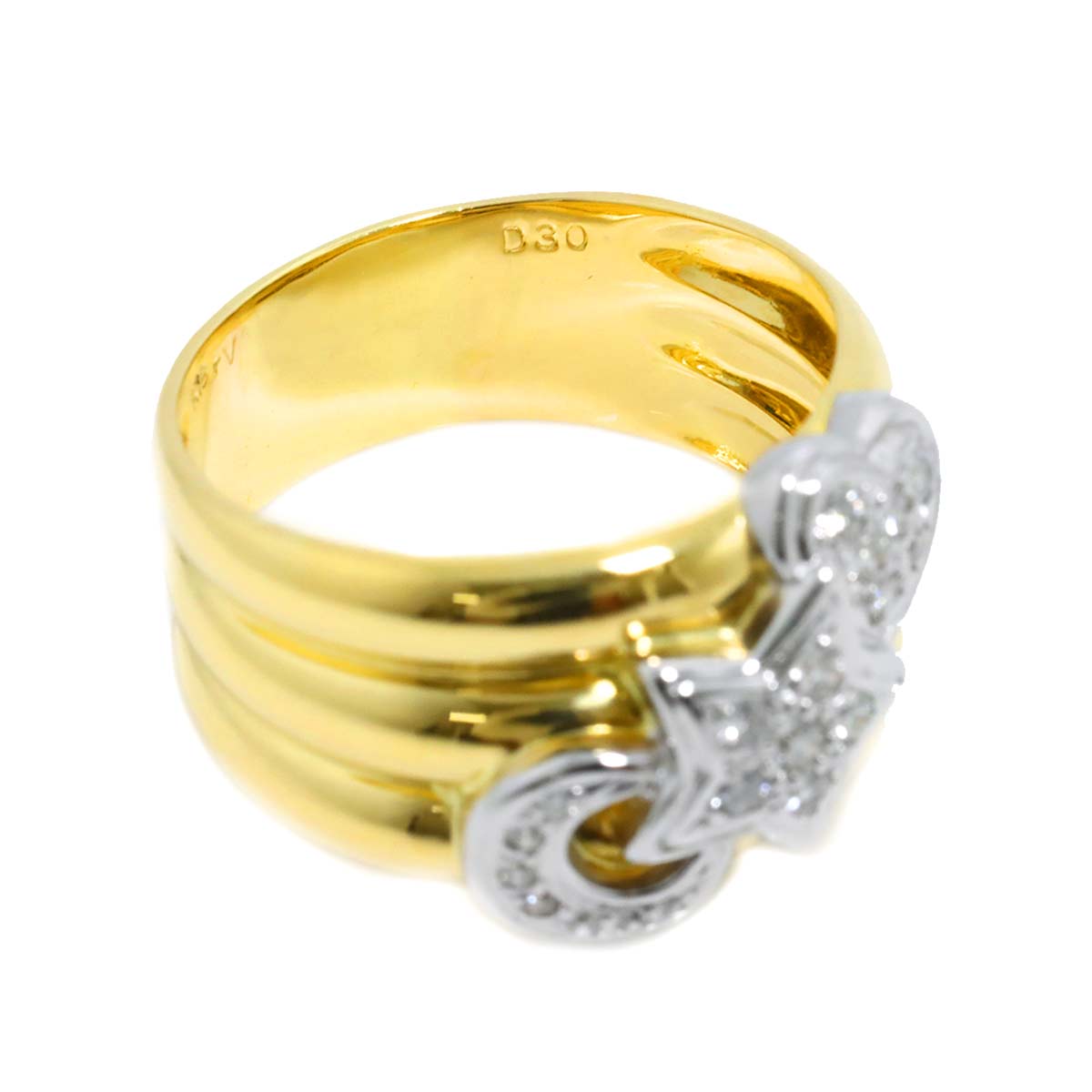 Diamond 0.30ct Ring 18K YG WG 750 size9.5(US)