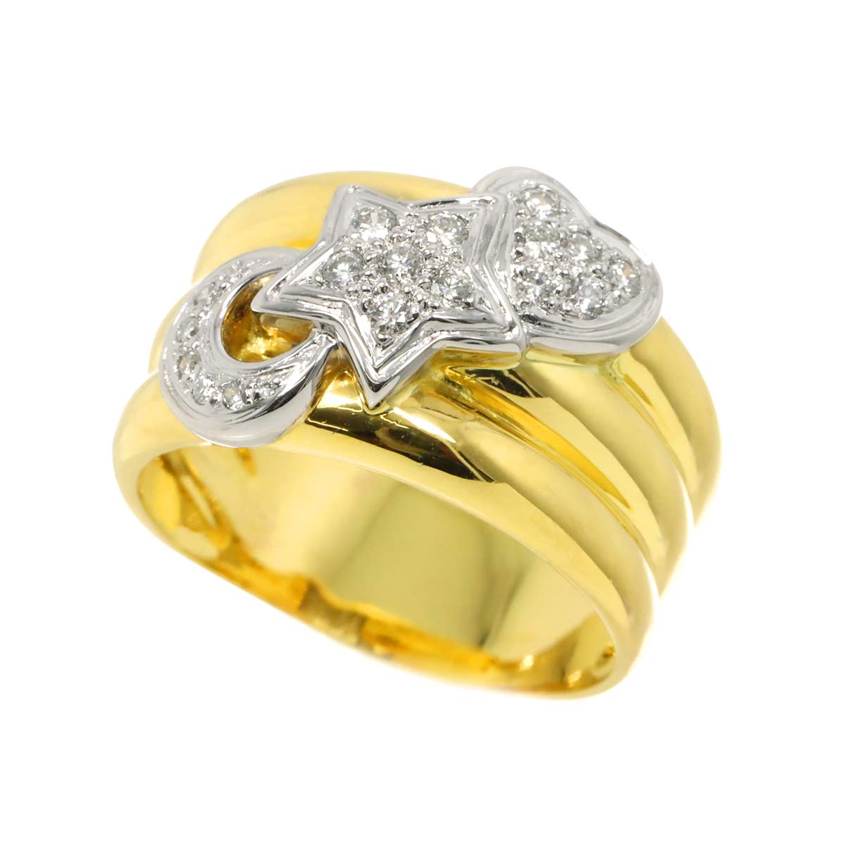 Diamond 0.30ct Ring 18K YG WG 750 size9.5(US)
