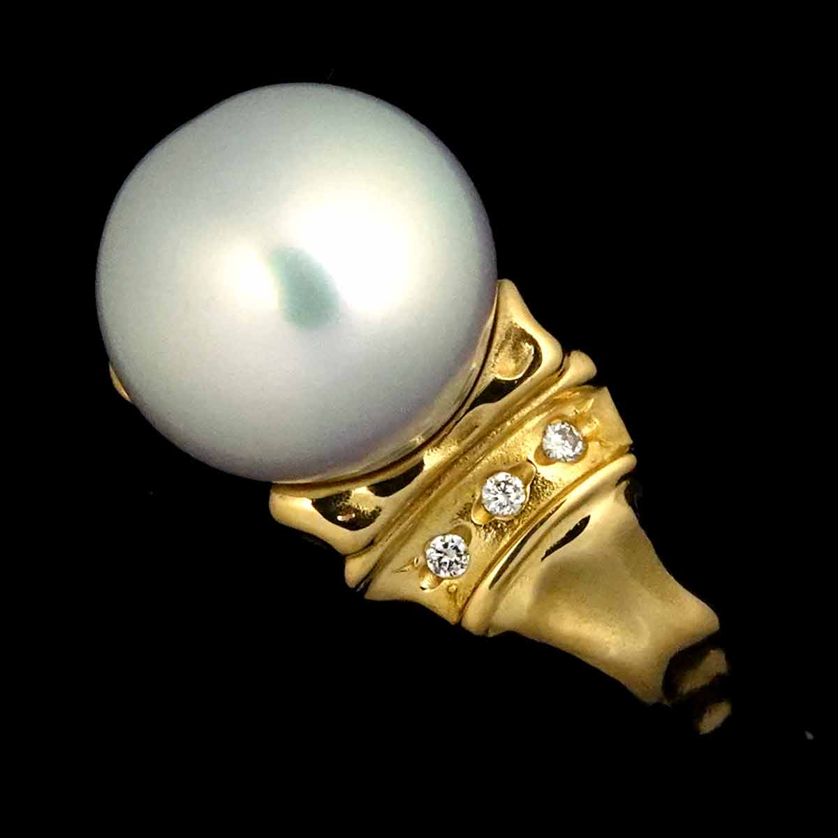 South Sea pearl Diamond 0.04ct Ring 18K YG 750 size5.25(US) 90295447