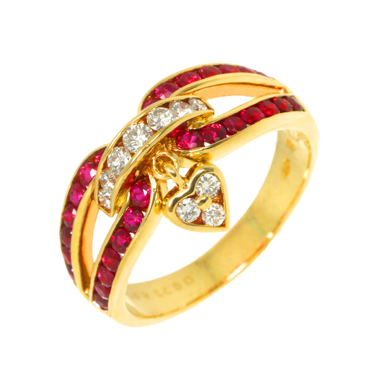 Ruby 0.96ct Diamond 0.23ct Ring 18K YG 750 Size6.5-6.75(US)
