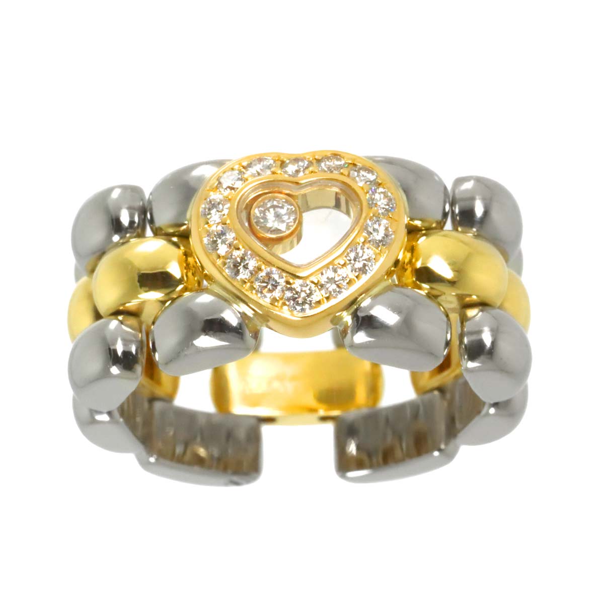 Happy Diamond Ring 18K YG 750 SS Size6-6.25(US)