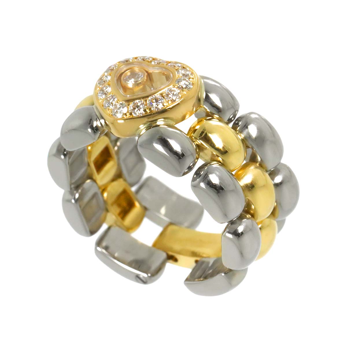 Happy Diamond Ring 18K YG 750 SS Size6-6.25(US)