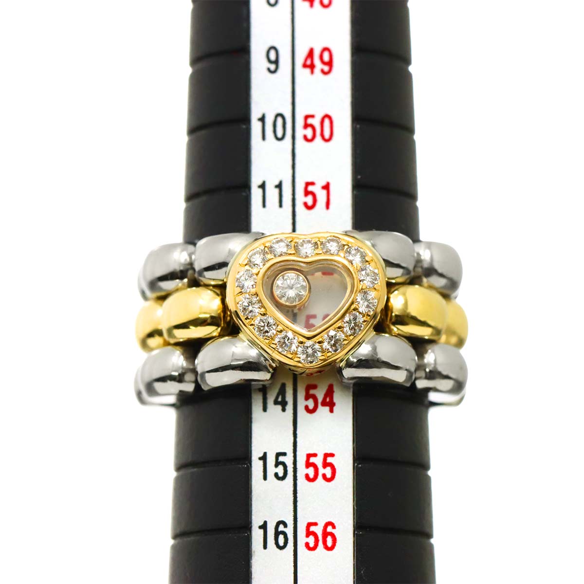 Happy Diamond Ring 18K YG 750 SS Size6-6.25(US)