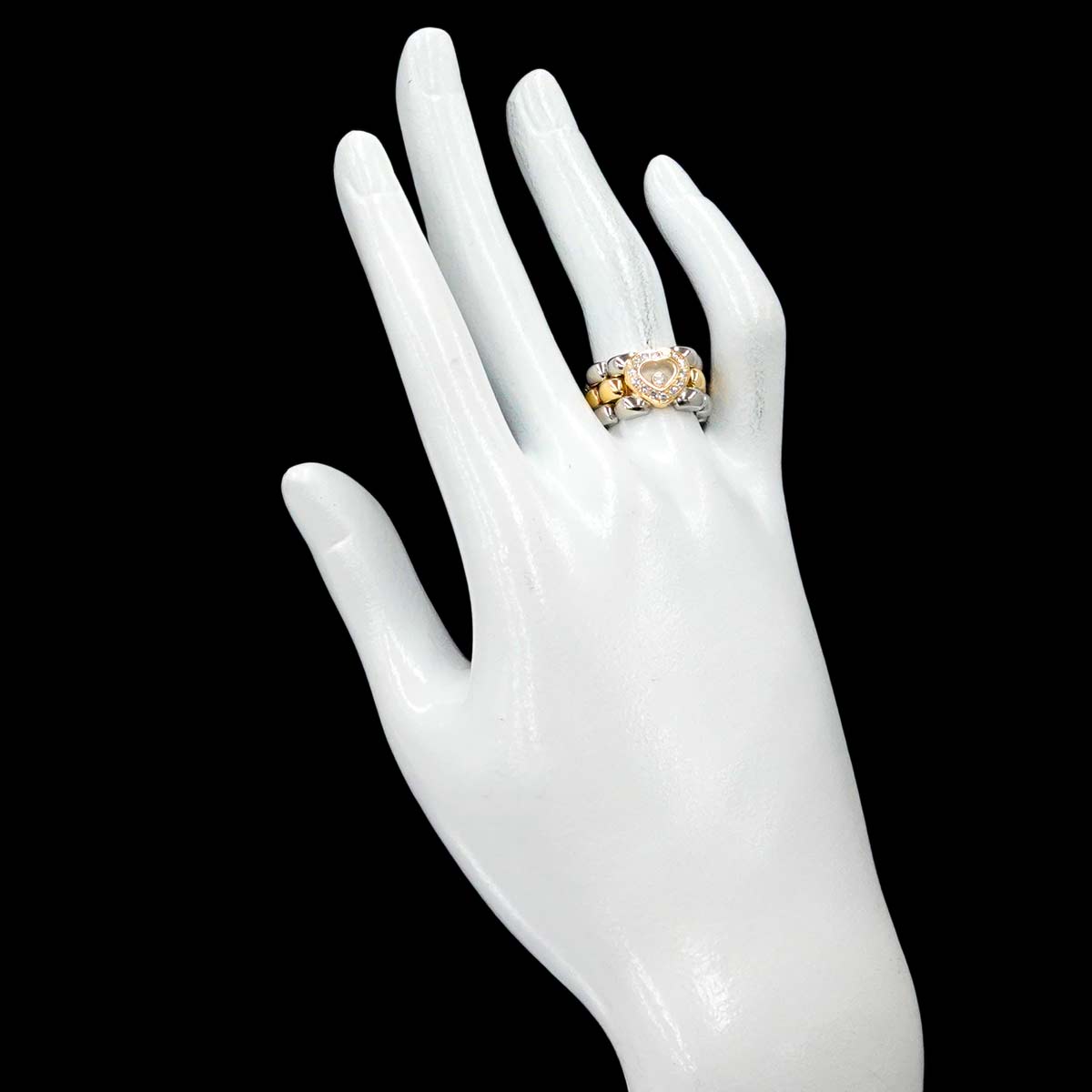 Happy Diamond Ring 18K YG 750 SS Size6-6.25(US)