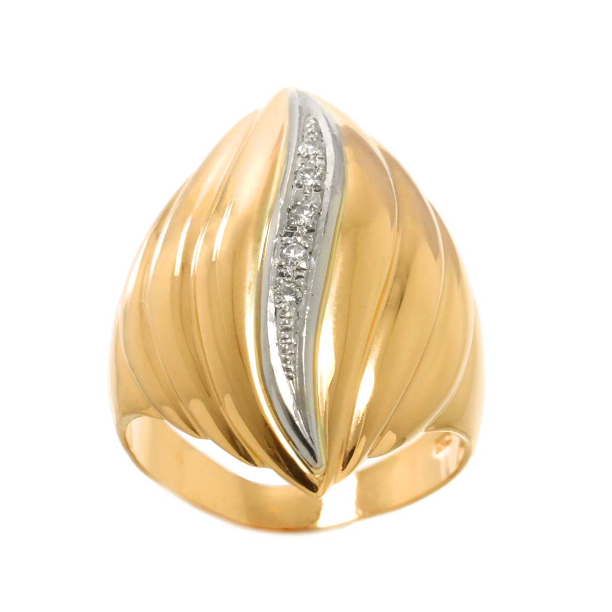 Diamond Ring 18K YG Yellow Gold Pt 750 6(US)