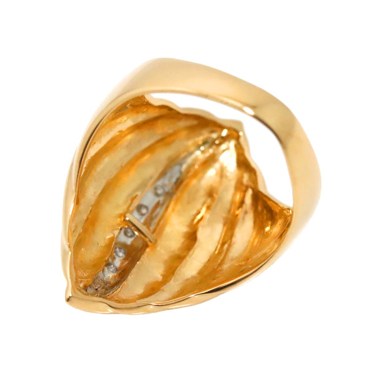 Diamond Ring 18K YG Yellow Gold Pt 750 6(US)