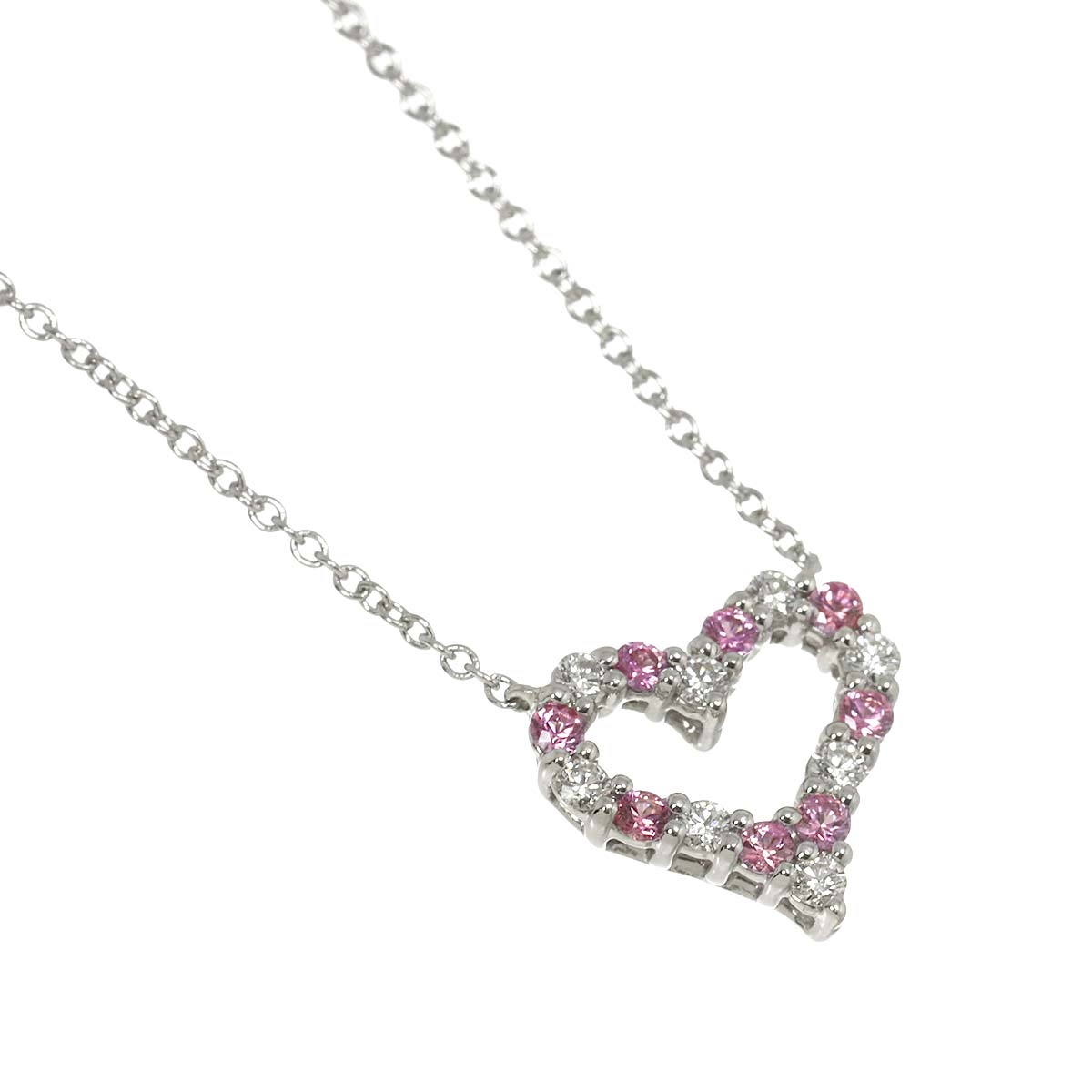 Sentimental Heart Sapphire Diamond Necklace Platinum