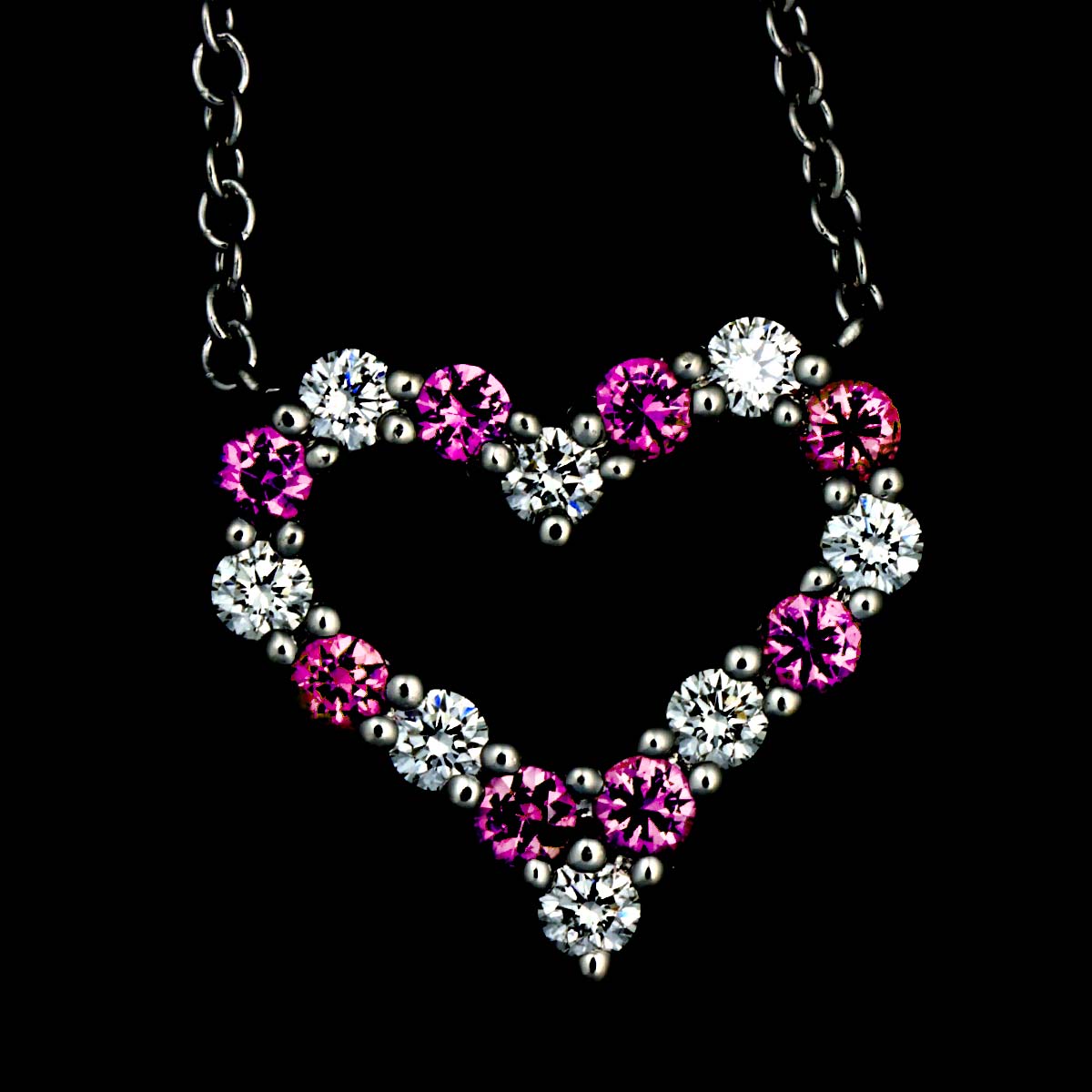 Sentimental Heart Sapphire Diamond Necklace Platinum