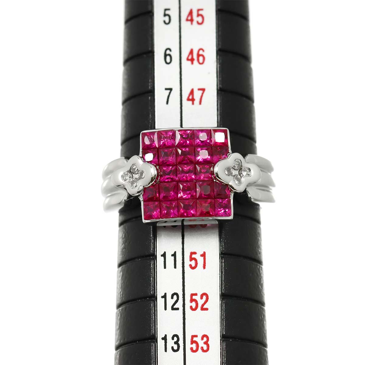 Ruby Diamond Ring 18K WG 750 size4.75-5(US)